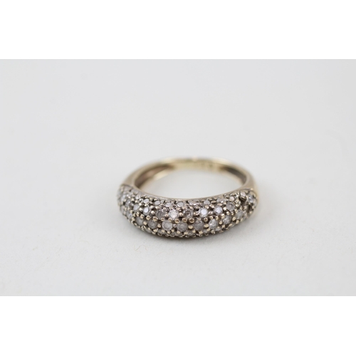 14 - 9ct gold diamond cluster half eternity dress ring 2.4g   Size J