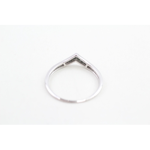 181 - 9ct white gold diamond wishbone dress ring 1.3g   Size S