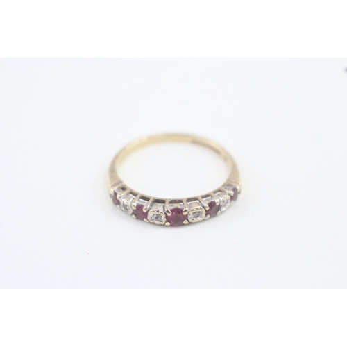 19 - 9ct gold ruby and diamond half eternity dress ring 1.6g   Size K 1/2