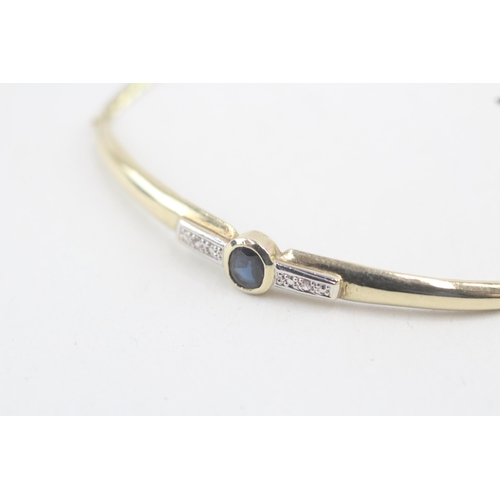 28 - 9ct gold sapphire and diamond bar bracelet 3.1g