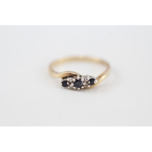 29 - 9ct gold sapphire and diamond dress ring 2.2g   Size Q