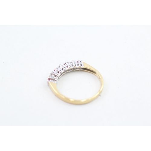 3 - 18ct gold ruby and diamond half eternity dress ring 2.2g   Size M