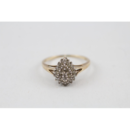 46 - 9ct gold diamond pear drop cluster dress ring 1.4g   Size J