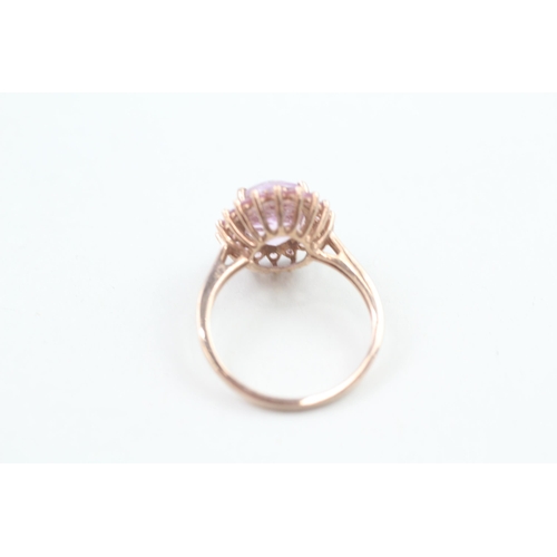 9 - 9ct gold pink sapphire and kunzite halo cocktail ring 3.8g   Size R