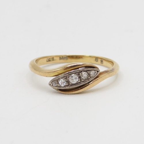 104 - 18ct gold old cut diamond five stone ring 2.9g Size P 1/2