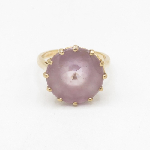 129 - 9ct gold amethyst single stone cocktail ring 4.5g Size O