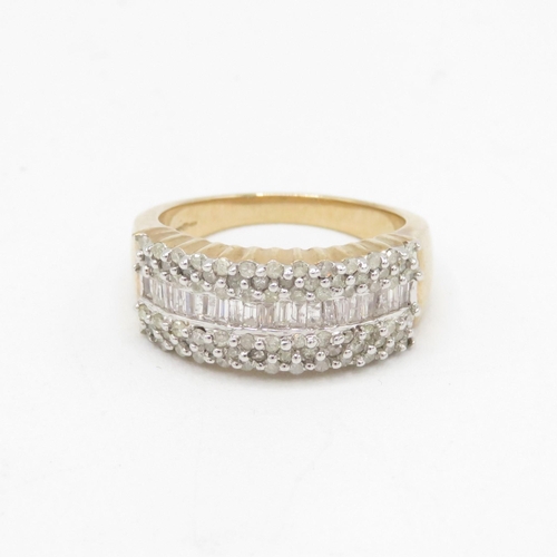 138 - 9ct gold vari-cut diamond dress ring 6.6g Size P