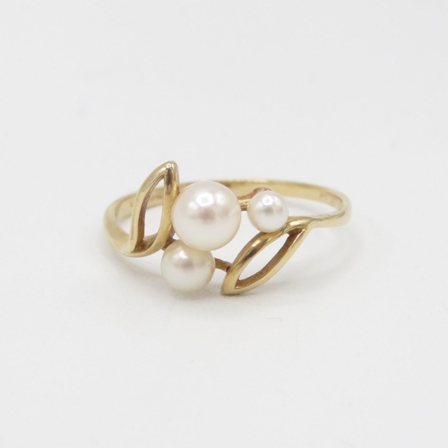 34 - 9ct gold cultured pearl dress ring 1.5g Size O 1/2