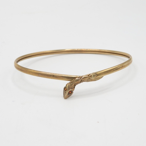 40 - 9ct gold vintage garnet snake bangle 5.2g