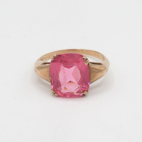 41 - 8ct gold antique pink paste dress ring 3.2g Size P