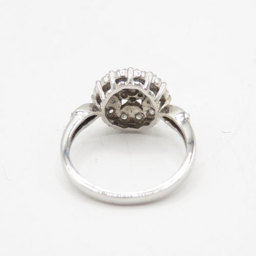 253 - 9ct White gold diamond cluster ring (3.4g) Size N