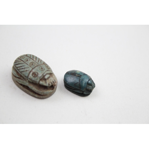 288 - A collection of Egyptian Revival beads including carved scarabs (15g)