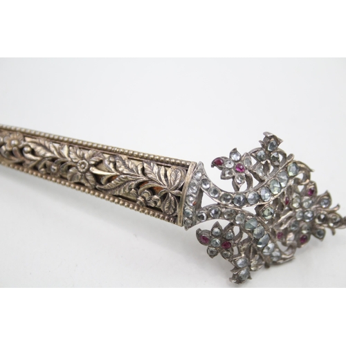 294 - Silver Victorian Kondakoora hairpin set with Rubies (29g)