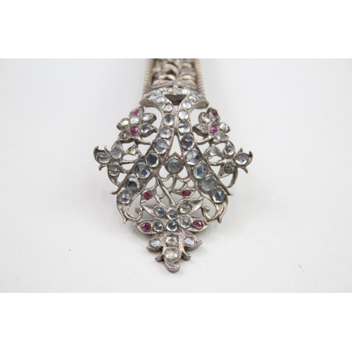 294 - Silver Victorian Kondakoora hairpin set with Rubies (29g)