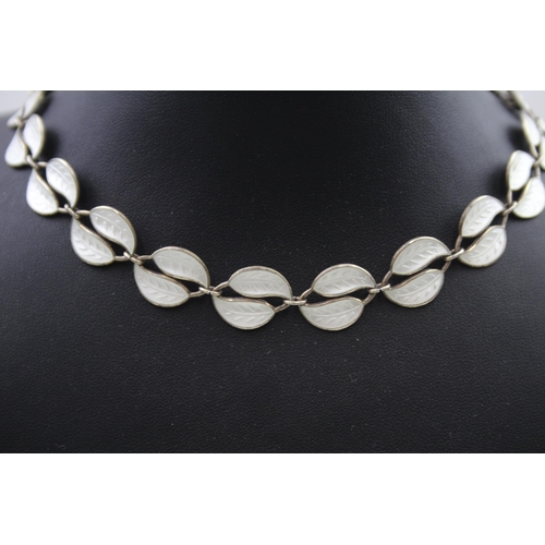 304 - Silver enamel collar necklace by David Anderson (26g)