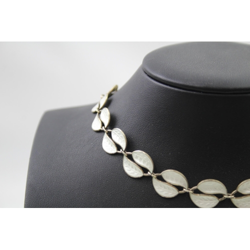 304 - Silver enamel collar necklace by David Anderson (26g)