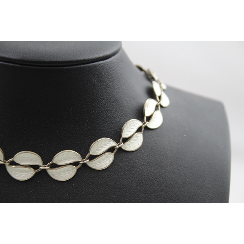 304 - Silver enamel collar necklace by David Anderson (26g)