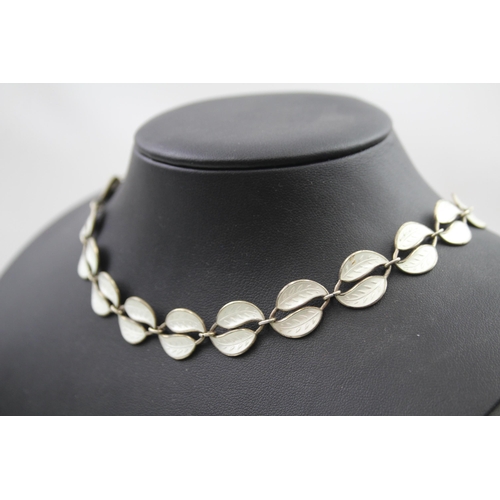 304 - Silver enamel collar necklace by David Anderson (26g)