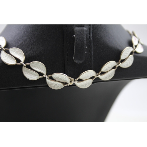 304 - Silver enamel collar necklace by David Anderson (26g)