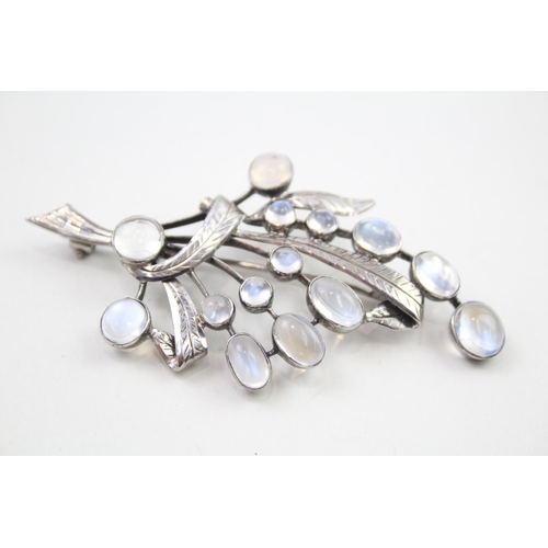 306 - Silver Moonstone spray brooch (13g)