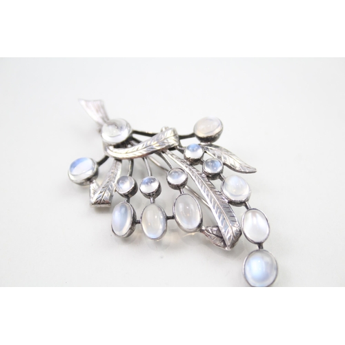 306 - Silver Moonstone spray brooch (13g)