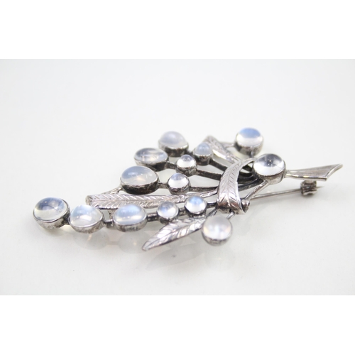 306 - Silver Moonstone spray brooch (13g)