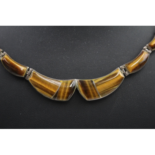 308 - Silver Mexico Tigers Eye collar necklace (63g)