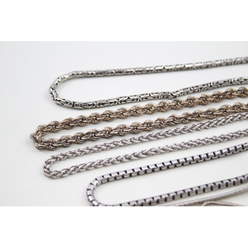 309 - A collection of silver necklaces including byzantine (201g)