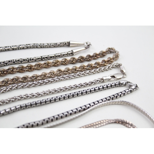 309 - A collection of silver necklaces including byzantine (201g)