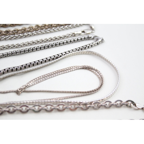 309 - A collection of silver necklaces including byzantine (201g)