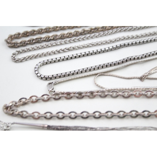 309 - A collection of silver necklaces including byzantine (201g)