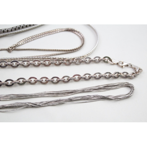 309 - A collection of silver necklaces including byzantine (201g)