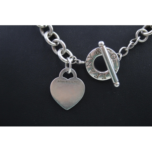 310 - Silver belcher link necklace with heart tag by designer Tiffany & Co (70g)