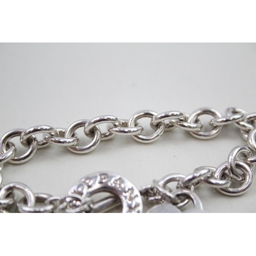 311 - Silver belcher link bracelet with heart tag by designer Tiffany & Co (45g)