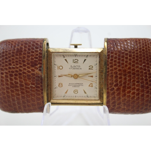 434 - Women's Vintage LACO Gold Tone Purse Watch Hand-Wind WATCH RUNS