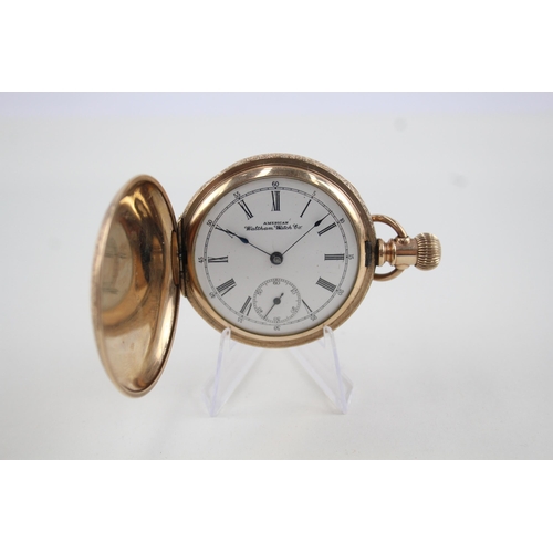 436 - Men's Waltham Rolled Gold Full Hunter Pocket Watch Hand-Wind