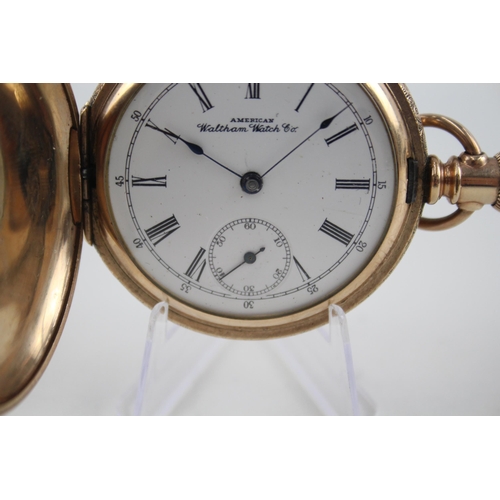 436 - Men's Waltham Rolled Gold Full Hunter Pocket Watch Hand-Wind