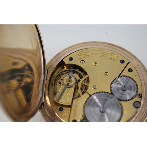 436 - Men's Waltham Rolled Gold Full Hunter Pocket Watch Hand-Wind