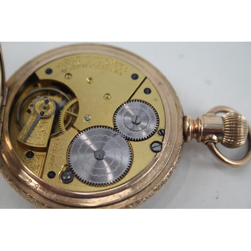 436 - Men's Waltham Rolled Gold Full Hunter Pocket Watch Hand-Wind