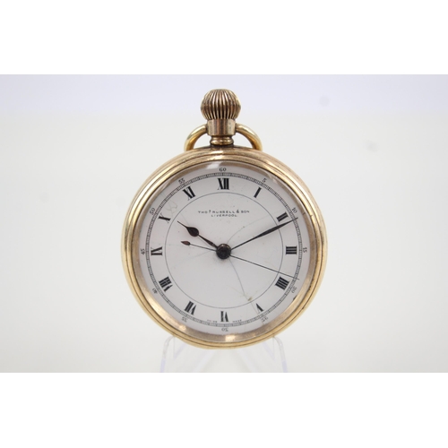 437 - Men's Thos Russell & Sons Rolled Gold Centre Seconds Pocket Watch Hand-Wind