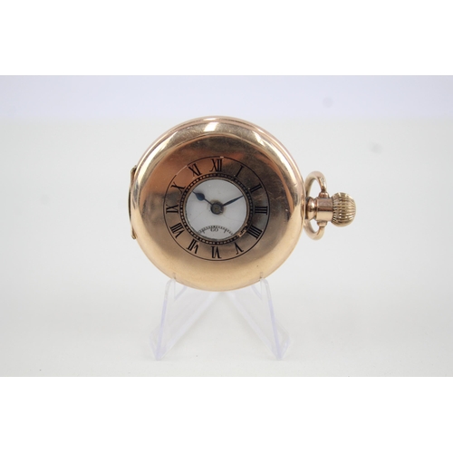 438 - Men's Vintage Rolled Gold Half Hunter Pocket Watch Hand-Wind