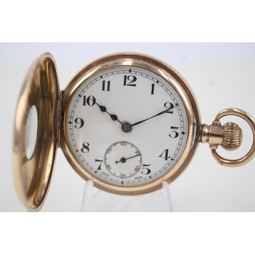 438 - Men's Vintage Rolled Gold Half Hunter Pocket Watch Hand-Wind