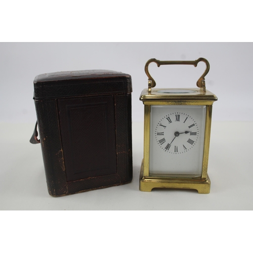 450 - French Brass Carriage /Mantle Clock