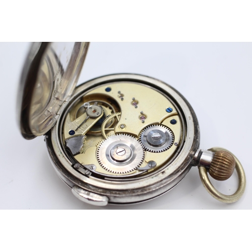 455 - Sterling Silver Half Hunter Gents Antique Repeater Pocket Watch Handwind - NOT TIME TESTED