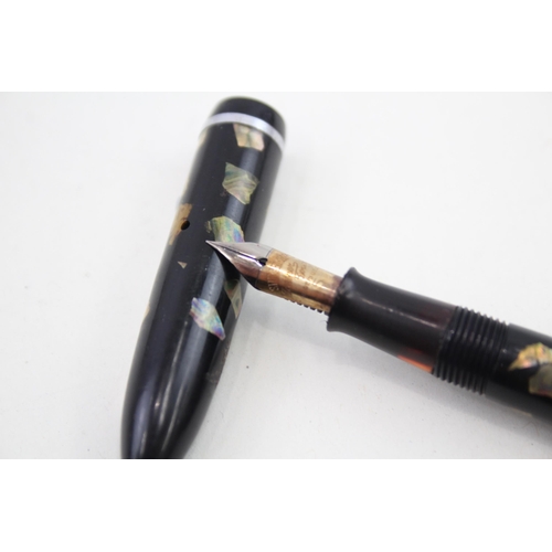 458 - Vintage SHEAFFER Balance Black & Abalone Shell Fountain Pen w/ Gold Plate Nib