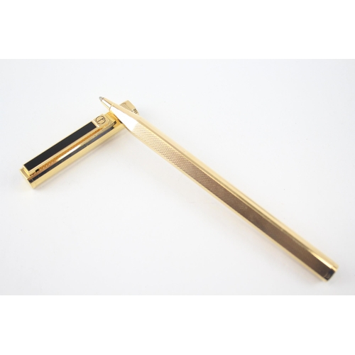 472 - Vintage DUNHILL Gold Plated Ballpoint Pen / Biro WRITING w/ Enamel Clip