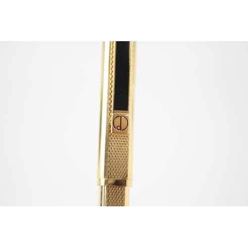 472 - Vintage DUNHILL Gold Plated Ballpoint Pen / Biro WRITING w/ Enamel Clip