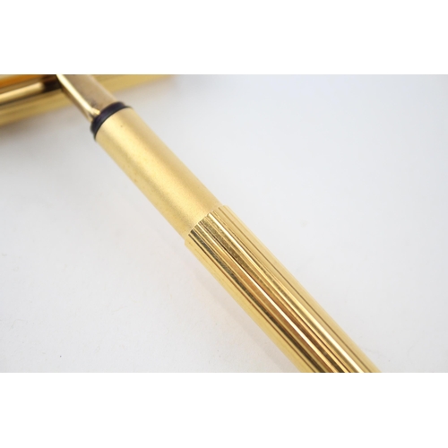 473 - Vintage MONTBLANC Classic Gold Plated Fountain Pen w/ 14ct Gold Nib WRITING