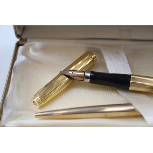 476 - Vintage PARKER 75 Gold Plated Fountain Pen w/ 14ct Gold Nib,  Ballpoint, Box Etc