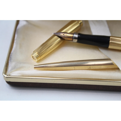 476 - Vintage PARKER 75 Gold Plated Fountain Pen w/ 14ct Gold Nib,  Ballpoint, Box Etc